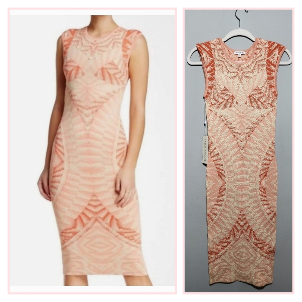 ⭐️ RONNY KOBO NWT Bodycon Dress | Orange Pink | Knit | Women's size Medium